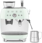 Smeg EGF03PGUK Espresso Coffee Machine with Grinder, 20 Bar Pump, 2.4L, 1650W, P