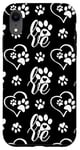 iPhone XR Paw Print Dog Paw Cute Dog Love Heart White Black Case