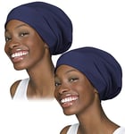 Ensemble de 2 bonnets de nuit doublés de satin pour femmes à cheveux bouclés, extérieur 100 % viscose de bambou, pour filles, Taille unique