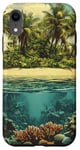 Coque pour iPhone XR Motif paysage vintage île avec récif corallien