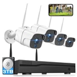 TOGUARD Kit Camera de Surveillance WiFi sans Fil 1080P 8CH NVR avec Disque dur de 3To, Vision Nocturne, Détection de Mouvement