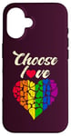 iPhone 16 Heart, rainbow colors, Choose Love, LGBT pride Case