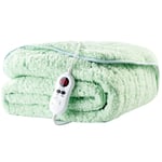 Electric Heated Pastel Green Sherpa Fleece Throw Blanket 160 x 120cm