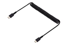 StarTech.com 1 m USB C-laddningskabel, kraftig USB-C-spiralkabel för snabb laddning och synkronisering, USB 2.0 Type-C-kabel, robust aramidfiber, slitstark hane till hane USB-kabel, svart - USB typ C-kabel - 24 pin USB-C till 24 pin USB-C - 1 m