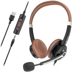 Arama USB Headset with Microphone Noise Cancelling, Laptop Headset with In-Line Control, 2 in 1 USB/3.5mm Jack, Stereo PC Headphones For Computer/Cellphone/Call Center/Skype/Business Meeting/Zoom