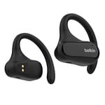 Belkin SoundForm ClearFit Open-Ear Headphones, lightweight wireless earphones with ENC, Bluetooth earbuds with ear hooks, clear calls, 26H playtime, IPX5 running and gym headphones for sports - Black