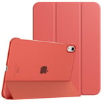 TiMOVO Coque Compatible avec iPad 10ème Génération 10,9 Pouces 2022 Étui, iPad 10 Coque, Légère&Mince Coque Arrière Translucide en PC, Housse Coque Trifold avec Réveil/Sommeil Auto, Orange Corail