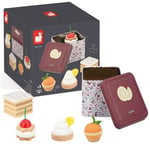 JANOD- Ensemble torsadé Coffret Twist-1 Boîte en Métal + 4 Pâtisseries en Bois et Feutrine-Jouet d'Imitation et Imagination-Dès 3 Ans, J06627, Multicolore, Petit