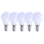 5 Watts E14 LED Bulb Opal Golf Ball Warm White Dimmable, Pack of 5