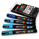 Uni Posca Pc-5m Art Marker Paint Pens - Cool Tones - Set Of 4 In Plastic Wallet