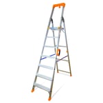 Escabeau Keli Le Super Pro (7 Marches (travail à 3,4m), Marchepied, Échelle Pliable, Fabriqué En Aluminium, Qualité Professionnelle, Poignée De Transport Confort, Porte Outils Abs