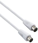 PremiumCord Coaxial TV Aerial Cable 75 Ohm IEC Male to Male Shielded - for DVB-C, DVB-T/T2, 4K UHD 2160p, FULL HD 1080p 3D, Color White