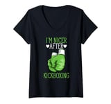 Womens I'm Nicer After Kickboxing Funny Kickboxer I Love Kickboxing V-Neck T-Shirt