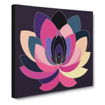 Lotus Flower Constructivism No.5 Canvas Wall Art Print Ready to Hang, Framed Picture for Living Room Bedroom Home Office Décor, 50x50 cm (20x20 Inch)