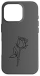 Coque pour iPhone 16 Pro Rose noire abstraite dessin minimaliste Line Art