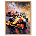 Grand Prix Championship Cars Racing on Track Art Print Framed Poster Wall Decor 12x16 inch