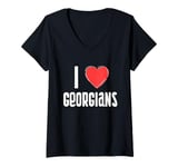 Womens I Love Georgians Nationality Georgia V-Neck T-Shirt