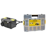 STANLEY Rolling Toolbox Chest with Heavy Duty Metal Latch, 2 Lid Organisers for Small Parts, Portable Tote Tray for Tools, STST1-80150 & 1-94-745 Sort Master Seal Tight Professional Organiser