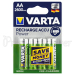 4 x Varta AA 2600mAh batteries Rechargeable Ni-MH 1.2V HR6 Stilo Accu Power High