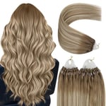 YoungSee Extension à Froid Cheveux Brun Clair Extensions a Froid Easy Loop Ombre Brun Clair à Blonde Extension Cheveux Naturel Balayage à Froid 22 Pouces 55 Cm Extension Cheveux Micro Ring #8A/60/8A