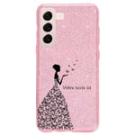 Coque Galaxy S22 paillettes rose fee papillon