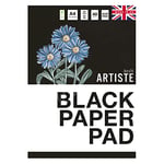 Artiste Black Coloured Paper Pad A4 90gsm 40 Sheets, Makes The Perfect Sketch Book, Craft Pad, Paint Pad, Notebook, Bullet Journal, Scrapbook and Colouring Book, for Home School and Office