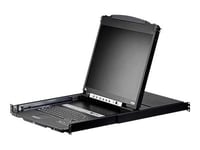 Aten Slideaway Cl5816n - Kvm-Konsoll Med Kvm-Svitsj - 16 Porter - Ps/2, Usb - 19" - Kan Monteres I Rack - 1280 X 1024 @ 75 Hz - 1U