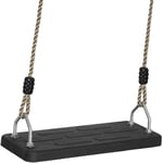 Rope Swing Seat Deluxe Heavy Duty Solid Rubber with Polyhemp Ropes Outdoor Tree