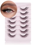 Onlyall Fox Eye Lashes Mink Lashes Cat Eye Lashes Fluffy False Eyelashes Fox Eye Lashes Long Eyelashes Volume False Lashes Pack 7 Pairs F02(6MM-17MM)