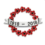 Brooch Poppies  Wreath Remembrance Centenary  Banner White Presentation Gift Box