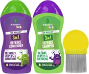 Escenti Kids 3 in1 Head Lice Prevention Shampoo and Conditioner set bundled wit