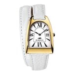 Ladies' watch - Nicy Queen, White + gold plated, Strap.