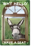 Why Hello Sweet Cheeks Sign Donkey Vintage Tin Signs Funny Metal Tin Sign Wall Art Garden House Plaque for Bathroom Kitchen Cafe Wall Halloween Christmas Decor, 8 x 12 Pouce