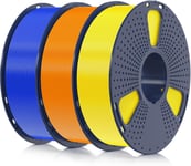 Filament PLA+ 1.75mm 3KG, Neatly Wound, Filament pour Imprimante 3D, Filament PLA Plus Résistant, Precisione Dimensionale +/- 0.02mm, Bobina da 1kg (2.2 LBS) Jaune+Orange+Bleu.[G1416]