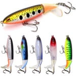 6st Topwater Fishing Lure Set Plast Flytande Roterande Svans Fiskedrag Hard Age Krok för Sötvatten Saltvatten