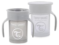 Twistshake 2x Gobelet 360 Anti-Éclaboussures Pour Bébé Avec Joint En Silicone - 230ml | Gobelet D'entraînement Pour Enfants | Bouteille D'eau Étanche | Sans BPA | Gris Blanc