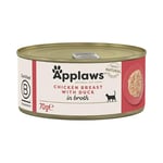 Applaws 100% Natural Wet Cat Food, Chicken with Duck in Broth, 70 g Tin (Pack of 24)