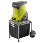 RYOBI - Broyeur de Végétaux à Fil 220V, 2500W à Roulettes - Ø Max de Branche 45mm - Couteaux Réversibles - Protection Surcharge - Débit 120kg/h - Bac Récupération 40L, Poussoir - RSH2545B