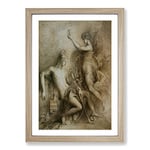 Big Box Art Hesiod and The Muse by Gustave Moreau Framed Wall Art Picture Print Ready to Hang, Oak A2 (62 x 45 cm)