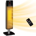 HOMCOM Ceramic Tower Heater w/ Remote Control, 8h Timer and Oscillation, Black