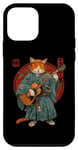 Coque pour iPhone 12 mini Chat samouraï japonais jouant de la guitare