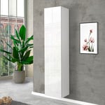 Armoire colonne design blanc brillant 5 étagères Joy Wardrobe