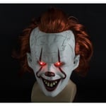 Latex Skräck LED Mask Halloween Pennywise Cosplay Clown Maskeraddräkt