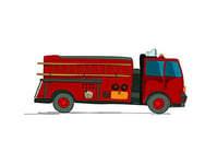 Wee Blue Coo Kids Fire Truck Cartoon Illustration Children Wall Art Print