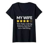 Womens Funny Saying My Wife Very Basic Cooking Features Sarcasm Fun V-Neck T-Shirt