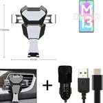  For Samsung Galaxy M13 4G Airvent mount + CHARGER holder cradle bracket car cla