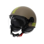 MOMODESIGN - FGTR Classic E2206, Jet Helmet, Casque Ouvert pour Motos et Scooters, pour Hommes et Femmes, Matt Sand/Lime, M