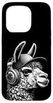 Coque pour iPhone 15 Pro Lama a Casque DJ équipement de Concert de Musique Audiophile