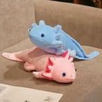 45cm Kawaii färgglad salamander plyschleksak fylld söt axolotl salamander luddig plysch fisk lugnande lång kudde kudde barn gåva A blue