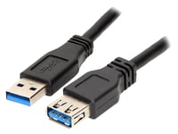 Cable USB 3.0 USB A femelle USB A male 1m - Noir